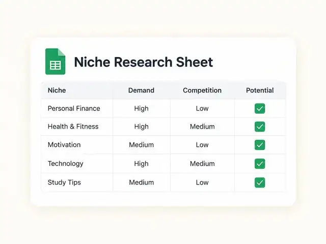 Niche research spreadsheet template